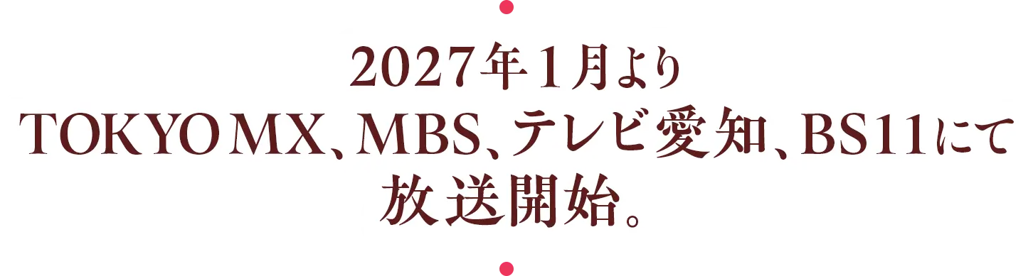 2027年1月よりTOKYO MX、MBS、テレビ愛知、BS11にて放送開始。